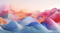 Colorful fabric on the background of mountains. 3d rendering.
