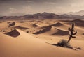 Desert with Cactus Royalty Free Stock Photo