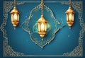 oly month of muslim community, Ramadan Kareem celebration greeting card with hanging arabic lamp