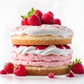 Dessert cake with strawberry pink cream decorated with fresh strawberries Royalty Free Stock Photo