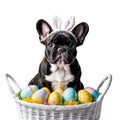 Cute black French bulldog puppy with bunny ears Royalty Free Stock Photo