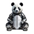 Panda with a metal mechanical robot