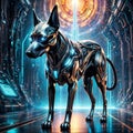 Fantastic worlds, a metal robot dog Royalty Free Stock Photo