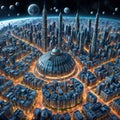 Fantastic worlds, fantastic city concrete jungle Royalty Free Stock Photo