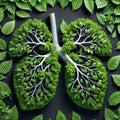 Healthy human lungs made from green