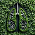 Healthy human lungs made from green plants