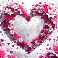 Beautiful big heart made of fresh pink and white flowers . Royalty Free Stock Photo