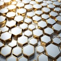 Abstract white gold background with hexagons Royalty Free Stock Photo