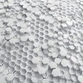 Abstract white hexagons honeycomb 3D shape with chaotically