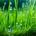 Eco Nature Background with Grass, Sun and Waterdrops. Royalty Free Stock Photo