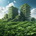 Eco apartments are completely covered with green plants