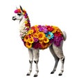 Cute funny lamma in fresh flowers