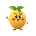 Illustration 3d cartoon orange avocado joyful smiling