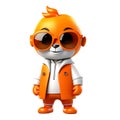 3d illustration of a joyful orange girl wearing dark sunglasses Royalty Free Stock Photo