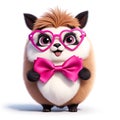 Cute funny 3D malish alpaca lamma, alpaca in pink glasses