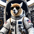 Cute funny animal Lamma, Alpaca Astronaft in a spacesuit