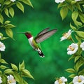 A small calibri bird flies near white flowers Royalty Free Stock Photo