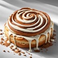 Sinabon bun with vanilla fudge on a white plat Royalty Free Stock Photo