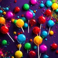 Multi-colored round lollipops, lollipops and caramels