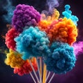 Large round multi-colored lollipop with multi-colored smoke Royalty Free Stock Photo
