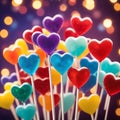 Multi-colored lollipops in the shape of a heart Royalty Free Stock Photo