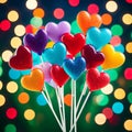 Multi-colored lollipops in the shape of a heart on a bg of lights Royalty Free Stock Photo
