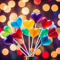 Multi-colored lollipops in the shape of a heart Royalty Free Stock Photo