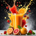 Glass of orange orange juice with splashes Royalty Free Stock Photo