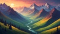 abstract interpretation of a landscape. Use layers of colors, gradients, and textures to suggest mountains Royalty Free Stock Photo