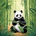 A panda bear happily eats bamboo Royalty Free Stock Photo