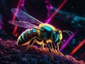 Abstract neon light Killer Bee wallpaper background Royalty Free Stock Photo