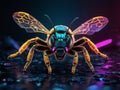 Abstract neon light Killer Bee wallpaper background Royalty Free Stock Photo