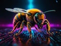 Abstract neon light Killer Bee wallpaper background Royalty Free Stock Photo
