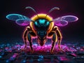 Abstract neon light Killer Bee wallpaper background Royalty Free Stock Photo