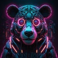 Abstract neon light Cyborg Panda Bear wallpaper Royalty Free Stock Photo
