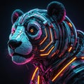 Abstract neon light Cyborg Panda Bear wallpaper Royalty Free Stock Photo