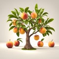 Creative 3D Cartoon Bonsai Apple Tree with Red Apples. AI generated Royalty Free Stock Photo