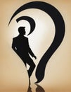Abstract art with human silhouette and question marks that creates a imaginative composition Royalty Free Stock Photo
