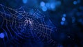 A spider on spider web on dark night Halloweens background. Royalty Free Stock Photo