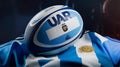 Argentina Rugby Ball with National Flag - UAR Sports Symbolism . Royalty Free Stock Photo