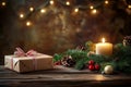 Christmas presents on the Christmas festive vibe background. Royalty Free Stock Photo