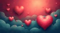 Romantic Heart Balloons in Dreamy Sunset Sky background . Royalty Free Stock Photo