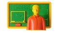 Digital Literacy Education 3dColorful 3D model of man with presentation board in background Royalty Free Stock Photo