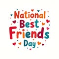 Colorful National Best Friends Day Illustration with Hearts . Royalty Free Stock Photo