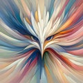 An abstract artwork featuring a stylized bird-like form with a prominent beak and piercing eyes. Royalty Free Stock Photo