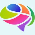 Abstract brain illustration featuring overlapping, colorful shapes Royalty Free Stock Photo