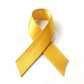 yellow awareness ribbon symbol on plain white background Royalty Free Stock Photo