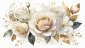 Elegant White & Gold Rose Bouquet for Invitations Royalty Free Stock Photo
