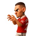 3D Cartoon Soccer Player in Red Jersey Showing Fierce Pose Royalty Free Stock Photo
