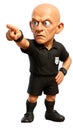 Angry Cartoon Referee Pointing Finger in Protest Royalty Free Stock Photo